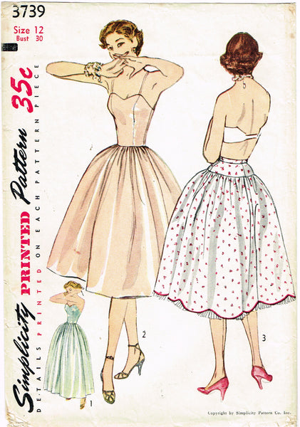 Simplicity 3739: 1950s Misses Petticoat and Slip Sz 30 B Vintage Sewing Pattern