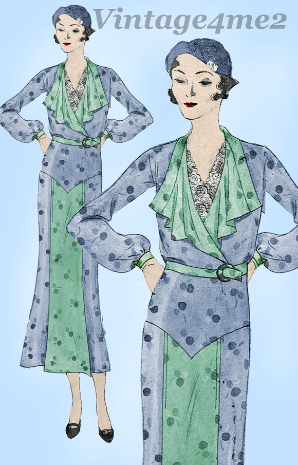 Simplicity 377: 1930s Plus Size Afternoon Dress 50 Bust Vintage Sewing Pattern - Vintage4me2