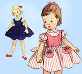 Simplicity 3805: 1950s Cute Tiny Toddlers Dress Size 2 Vintage Sewing Pattern
