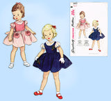 Simplicity 3805: 1950s Cute Tiny Toddlers Dress Size 2 Vintage Sewing Pattern