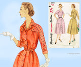 Simplicity 3944: 1950s Misses Shirtwaist Dress Size 40 B Vintage Sewing Pattern