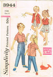 1950s Vintage Simplicity Sewing Pattern 3944 Easy Toddler Shirt and Shorts - Size 4