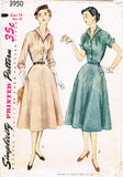 1950s Vintage Simplicity Sewing Pattern 3950 Misses' Afternoon Dress 32 Bust