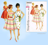 Simplicity 3950: 1960s Stunning Misses Sun Dress Sz 33 B Vintage Sewing Pattern