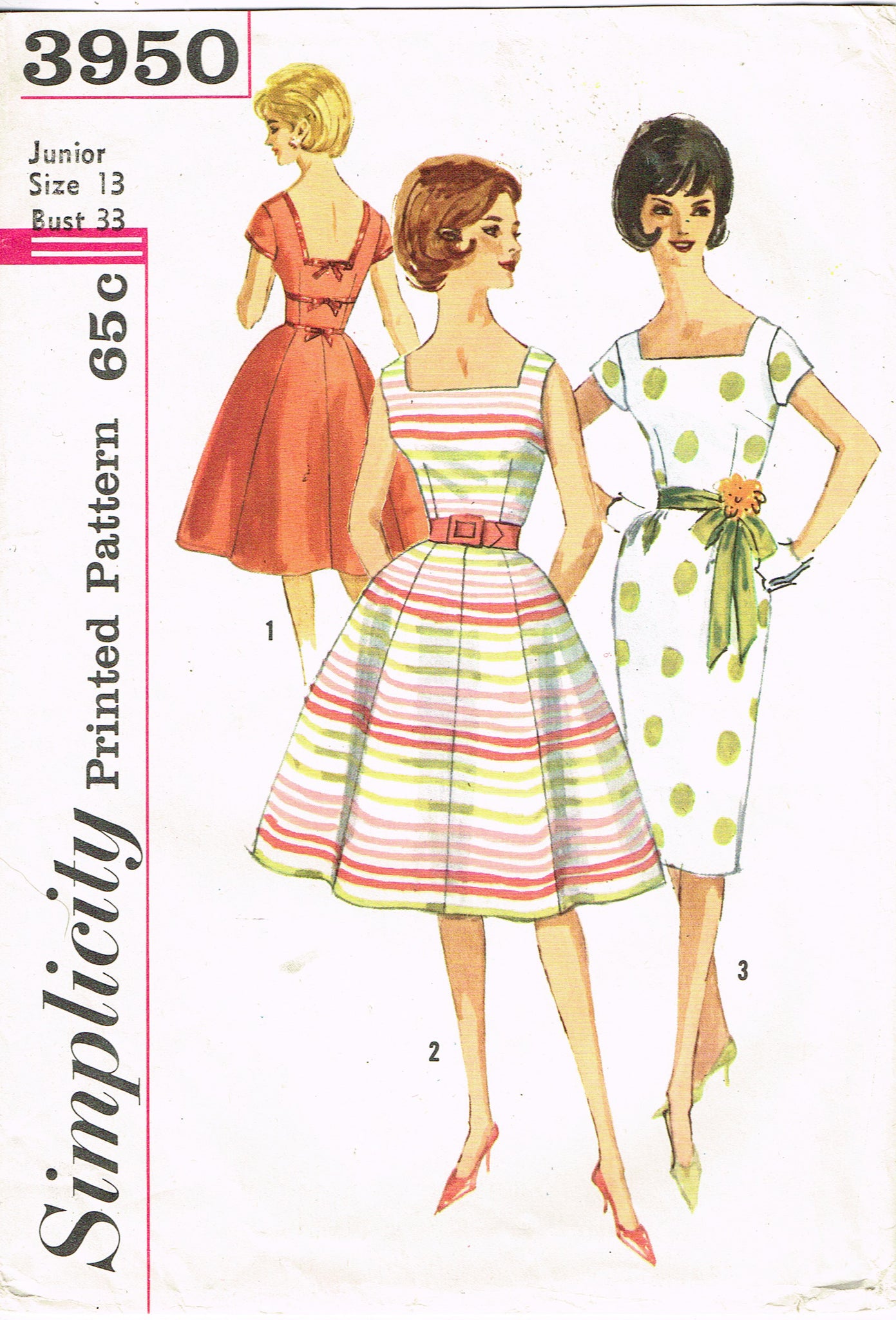 1960s CUTE Flared Dress Pattern SIMPLICITY 8013 How To Sew Pattern Bust 38  Vintage Sewing Pattern UNCUT