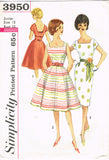 Simplicity 3950: 1960s Stunning Misses Sun Dress Sz 33 B Vintage Sewing Pattern