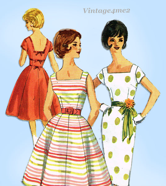Simplicity 3950: 1960s Stunning Misses Sun Dress Sz 33 B Vintage Sewing Pattern