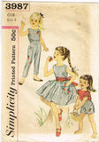 Simplicity 3987: 1960s Toddler Girls Play Clothes Vintage Sewing Pattern Size 3