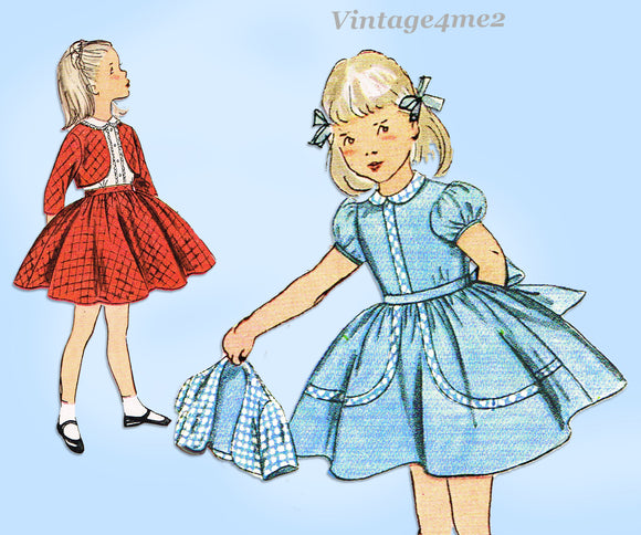 Simplicity 3991: 1950s Sweet Toddler Girls Suit Size 4 Vintage Sewing Pattern