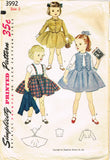 1950s Original Vintage Simplicity Sewing Pattern 3992 Toddler Girls Suit Size 2
