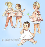 1960s Vintage Simplicity Sewing Pattern 4018 Baby Girls Play Clothes Set 
