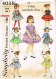 1960s Vintage Simplicity Sewing Pattern 4058 7 Day Toddler Dress Set Size 5