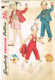 1950s Vintage Simplicity Sewing Pattern 4059 Toddlers Puppy Overalls Size 3