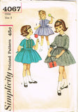 Simplicity 4067: 1960s Sweet Toddler Girls Dress Size 5 Vintage Sewing Pattern