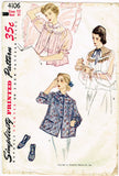 Simplicity 4106: 1950s Misses Bedjacket & Slippers Sz 30B Vintage Sewing Pattern