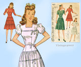 Simplicity 4127: 1940s Easy Misses WWII Dress Size 32 B Vintage Sewing Pattern