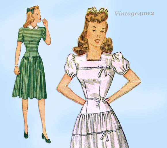 Simplicity 4127: 1940s Easy Misses WWII Dress Size 32 B Vintage Sewing Pattern