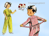 1950s Vintage Simplicity Sewing Pattern 4130 Cute Toddlers Puppy Pajamas