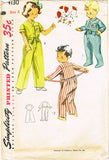 1950s Vintage Simplicity Sewing Pattern 4130 Cute Toddlers Puppy Pajamas Size 6