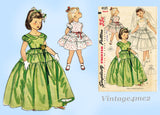 1950s Vintage Simplicity Sewing Pattern 4135 Toddler Girls Party Dress or Gown Sz6