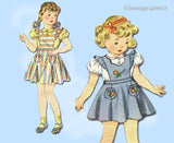 Simplicity 4149: 1940s Cute Baby Girls Jumper Dress Sz 2 Vintage Sewing Pattern