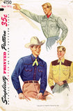 1950s Vintage Simplicity Sewing Pattern 4150 Men's Western Shirt Size 36 Chest