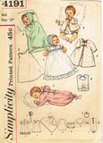 1960s Vintage Simplicity Sewing Pattern 4191 12 Inch Baby Doll Clothes Set