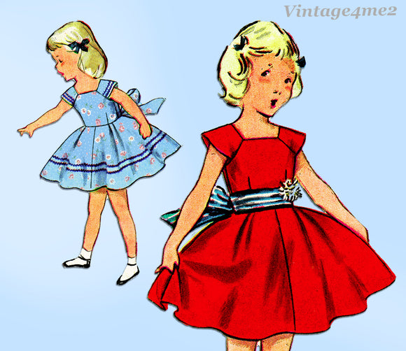 1950s Vintage Simplicity Sewing Pattern 4273 Cute Simple Toddler Girls Dress Sz 3