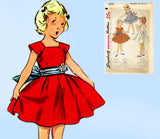 1950s Vintage Simplicity Sewing Pattern 4273 Cute Simple Toddler Girls Dress Sz 3