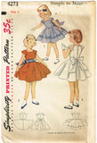 1950s Vintage Simplicity Sewing Pattern 4273 Cute Simple Toddler Girls Dress Sz 3