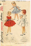 Simplicity 4273: 1950s Cute & Easy Toddler Girls Dress Sz 5 Vintage Sewing Pattern