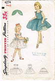1950s Vintage Simplicity Pattern 4274 Toddler Girls Sun Dress & Petticoat Sz5