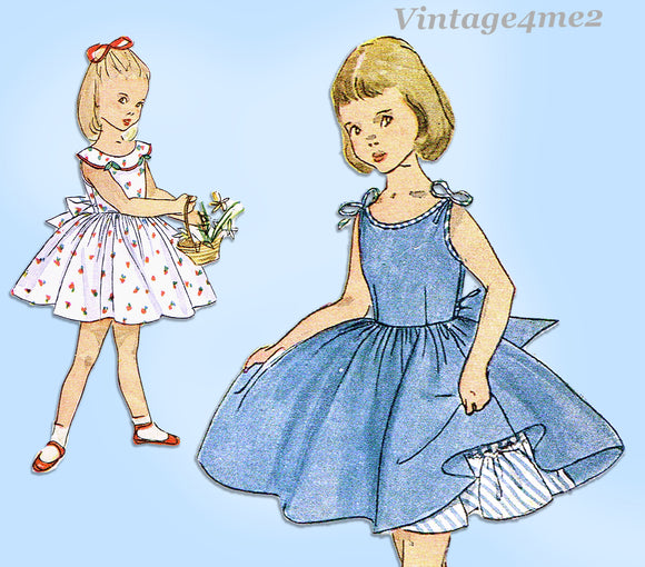 1950s Vintage Simplicity Pattern 4274 Toddler Girls Sun Dress & Petticoat Sz5
