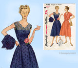 1950s Vintage Simplicity Sewing Pattern 4283 Misses Dress & Topper Size 31 Bust