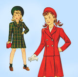 Simplicity 4357: 1940s Stylish WWII Girls Suit Size 12 Vintage Sewing Pattern