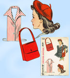 Simplicity 4360: 1940s Uncut WWII Hat Purse Dickey Sz MED Vintage Sewing Pattern