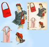 Simplicity 4360: 1940s Uncut WWII Hat Purse Dickey Sz MED Vintage Sewing Pattern