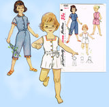 1950s Original Vintage Simplicity Pattern 4361 Cute Toddlers Playsuit Size 4
