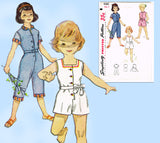 1950s Original Vintage Simplicity Pattern 4361 Cute Toddlers Playsuit Size 4