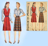 Simplicity 4405: 1940s Misses WWII Skirt & Blouse Sz 32 B Vintage Sewing Pattern