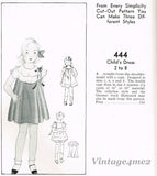 Simplicity 444: 1930s Uncut Baby Girls Bloomer Dress Sz 2 Vintage Sewing Pattern - Vintage4me2