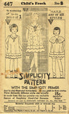 Simplicity 447: 1930s Uncut Girls Bloomer Dress Size 8 Vintage Sewing Pattern - Vintage4me2