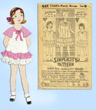 Simplicity 448: 1930s Uncut Little Girls Dress Size 8 Vintage Sewing Pattern - Vintage4me2