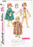 1950s Vintage Simplicity Sewing Pattern 4503 Simple to Make Toddler Girls Robe -- Size 2