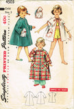 1950s Vintage Simplicity Sewing Pattern 4503 Simple to Make Toddler Girls Robe -- Size 3