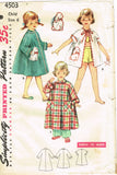 1950s Vintage Simplicity Sewing Pattern 4503 Simple to Make Toddler Girls Robe -- Size 6