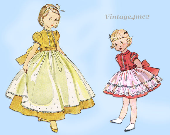 Simplicity 4505: 1950s Toddler Girls Dress or Gown Size 6 Vintage Sewing Pattern