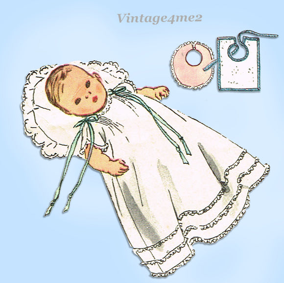 1950s Vintage Simplicity Sewing Pattern 4507 Baby Layette w Christening Dress