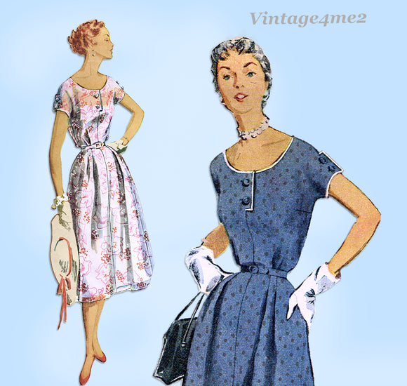 Simplicity 4668: 1950s Uncut Misses Street Dress Sz 34 B Vintage Sewing Pattern