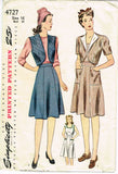 Simplicity 4727: 1940s Cute WWII Sun Dress & Topper 34 B Vintage Sewing Pattern